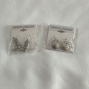 SILVER EARRINGS BUNDLE.  COWGIRL AND “FAITH HOPE LOVE” EARRINGS.